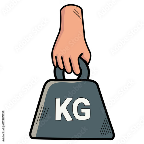 Hand Holding Kilogram Weight cartoon