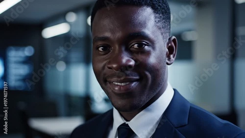 Confident Black Man in a Suit Smiling at the Camera.