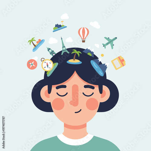 Woman with Vacation Ideas in Her Mind.