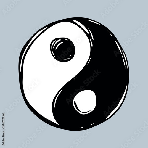 Hand drawn yin yang symbol Zen and Tao Harmony and balance Black and white yin and yang sign Taichi, Taoism, Buddhism, Japan, Chinese, Asian, yoga, meditation, karma, peace, dualism