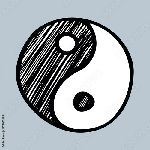 Hand drawn yin yang symbol Zen and Tao Harmony and balance Black and white yin and yang sign Taichi, Taoism, Buddhism, Japan, Chinese, Asian, yoga, meditation, karma, peace, dualism