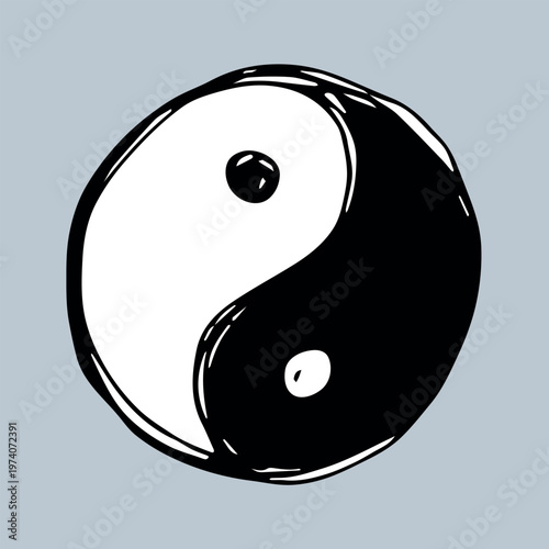 Hand drawn yin yang symbol Zen and Tao Harmony and balance Black and white yin and yang sign Taichi, Taoism, Buddhism, Japan, Chinese, Asian, yoga, meditation, karma, peace, dualism