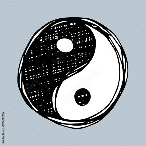 Hand drawn yin yang symbol Zen and Tao Harmony and balance Black and white yin and yang sign Taichi, Taoism, Buddhism, Japan, Chinese, Asian, yoga, meditation, karma, peace, dualism