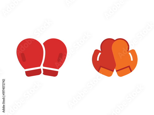 Red and orange boxing gloves pair vector illustration for sports and fitness designs  isolated on white background