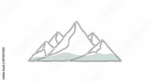 Mountain range, minimalist outline, green hills, simple landscape