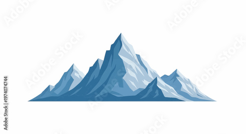 A serene illustration of snow-capped mountains rising majestically against a clear sky backdrop.