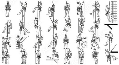 Collection of Vintage Illustrations Depicting Various Industrial Workers and Their Tasks.