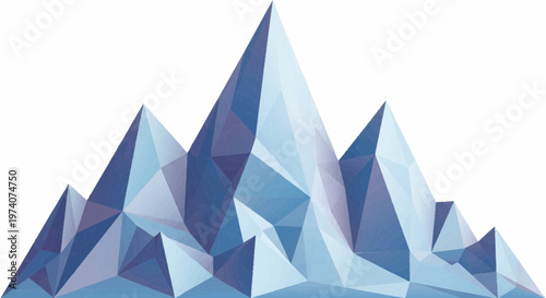 Vibrant polygonal mountain range peaks in shades of blue against a white background illustration Whisk