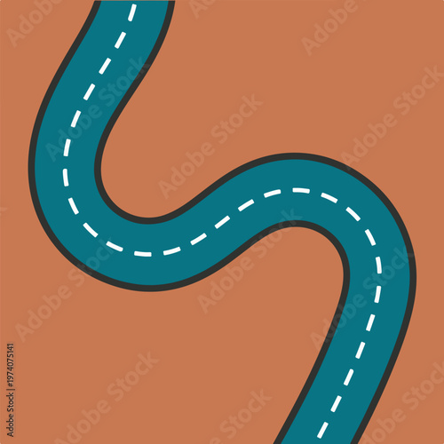 Aerial View Curved Highway Path Minimalist Vector Background ,.eps