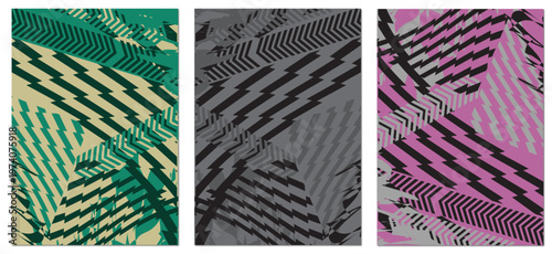 Bold abstract geometric pattern featuring dynamic zigzag energy, Clean vector style, seamless flow, and strong identity for standout designs