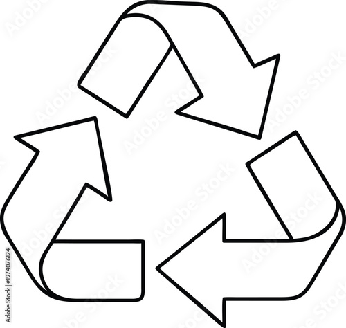 Prominent outline of the universally adopted recycle mark illustrating global environmental responsibility