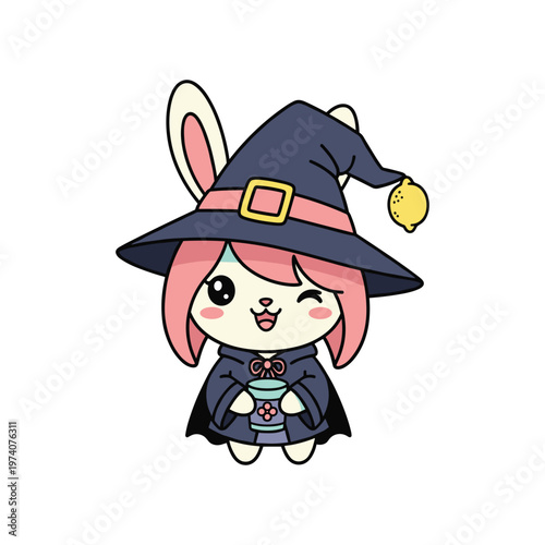 Cute Witch Bunny Holding Potion Halloween Character Commercial