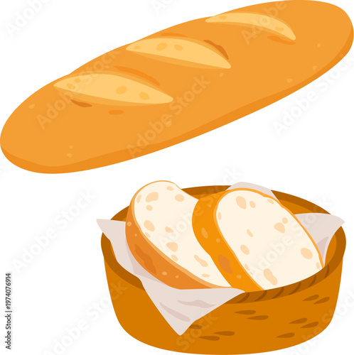 バスケットに盛ったスライスバゲット