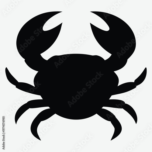 A bold silhouette of a crab with pronounced claws and legs Vector