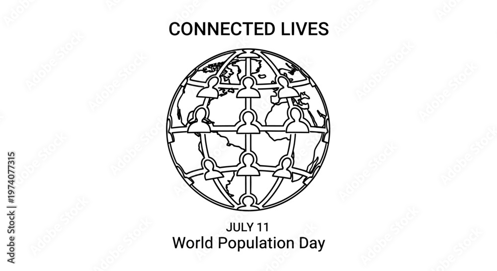 Obraz premium World Population Day concept illustration with interconnected people on globe.