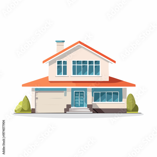 Beautiful modern family house with clean lines and well-maintained landscaping