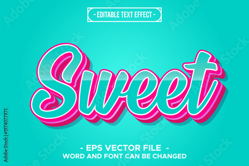 Sweet Pink and Teal Playful Editable Text Effect EPS Vector
