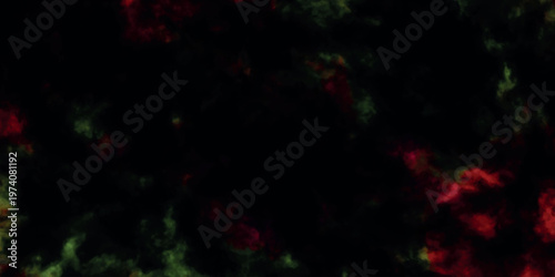 Dark abstract background with red and green smoke clouds