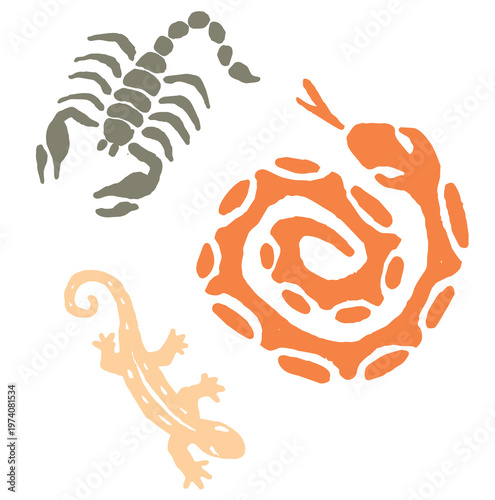 animal symbol sketch illustration snake scorpion 