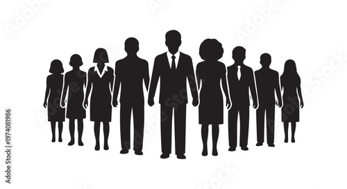 Diverse group of professionals standing together in a unified pose representing teamwork and collaboration