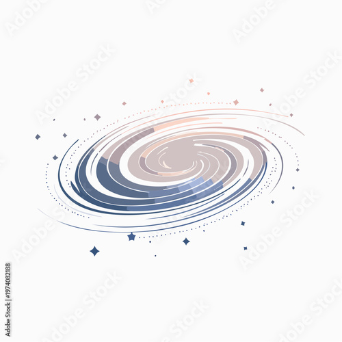 Abstract Spiral Galaxy Illustration with Scattered Stars in Cosmic Outer Space Design for Science Concepts