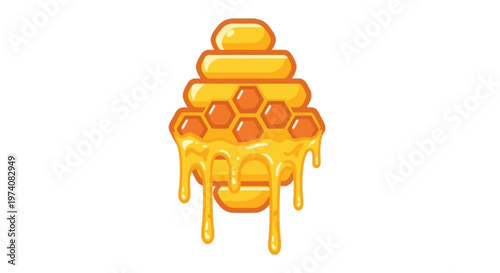 Golden Honeycomb Dripping Sweet Nectar Bee Food Sweetener Illustration