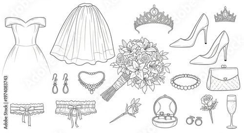 Collection of Wedding Accessories and Bridal Items.