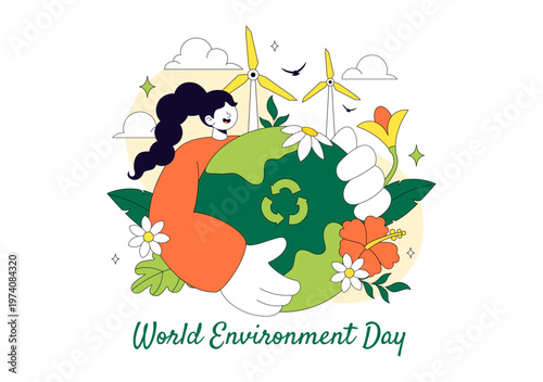 World Environment Day Vector Illustration Featuring Green Trees And Forest Plants For Saving Planet Earth Background Design