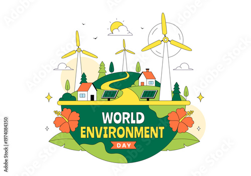 World Environment Day Vector Illustration Featuring Green Trees And Forest Plants For Saving Planet Earth Background Design