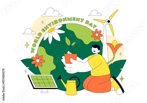 World Environment Day Vector Illustration Featuring Green Trees And Forest Plants For Saving Planet Earth Background Design