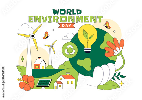 World Environment Day Vector Illustration Featuring Green Trees And Forest Plants For Saving Planet Earth Background Design