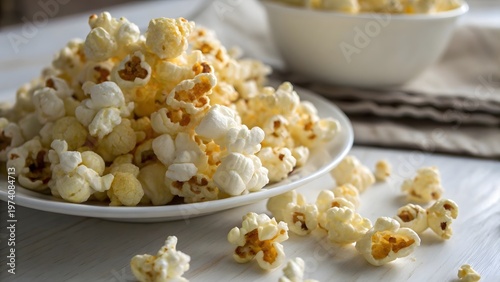 Tasty caramel popcorn in bowl with glossy coating sweet snack concept high resolution image