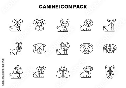 Canine Line Bundle Icons Pack