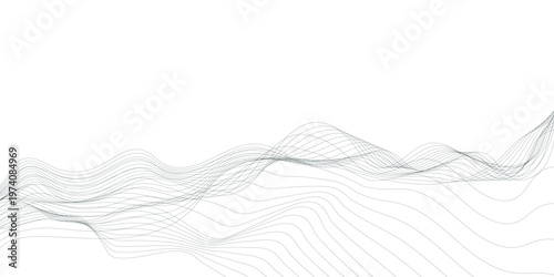 фотографія Thin dark wavy lines forming abstract landscape pattern