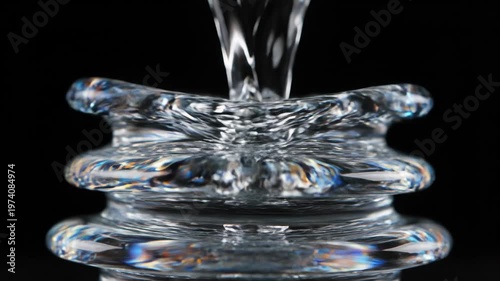 Crystal Clear Water Flowing and Splashing on a Glass Surface in Slow Motion.