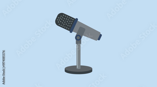 Studio Microphone Illustration for Podcast or Broadcast Recording.