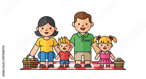 Cheerful Family Enjoying a Sunny Outdoor Picnic, Creating Happy Memories Together with Kids and Parents