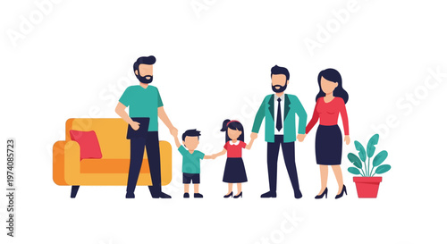 Happy Diverse Family and Home Representation