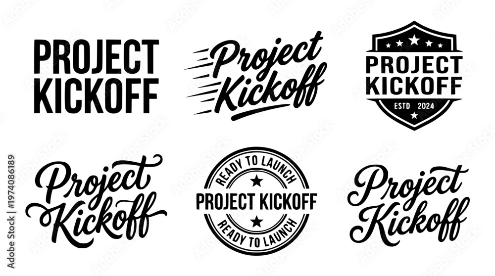Obraz premium Project kickoff vector graphic design with six logo styles