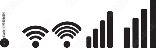 Wi-Fi signal strength indicator with network bars graphic symbol