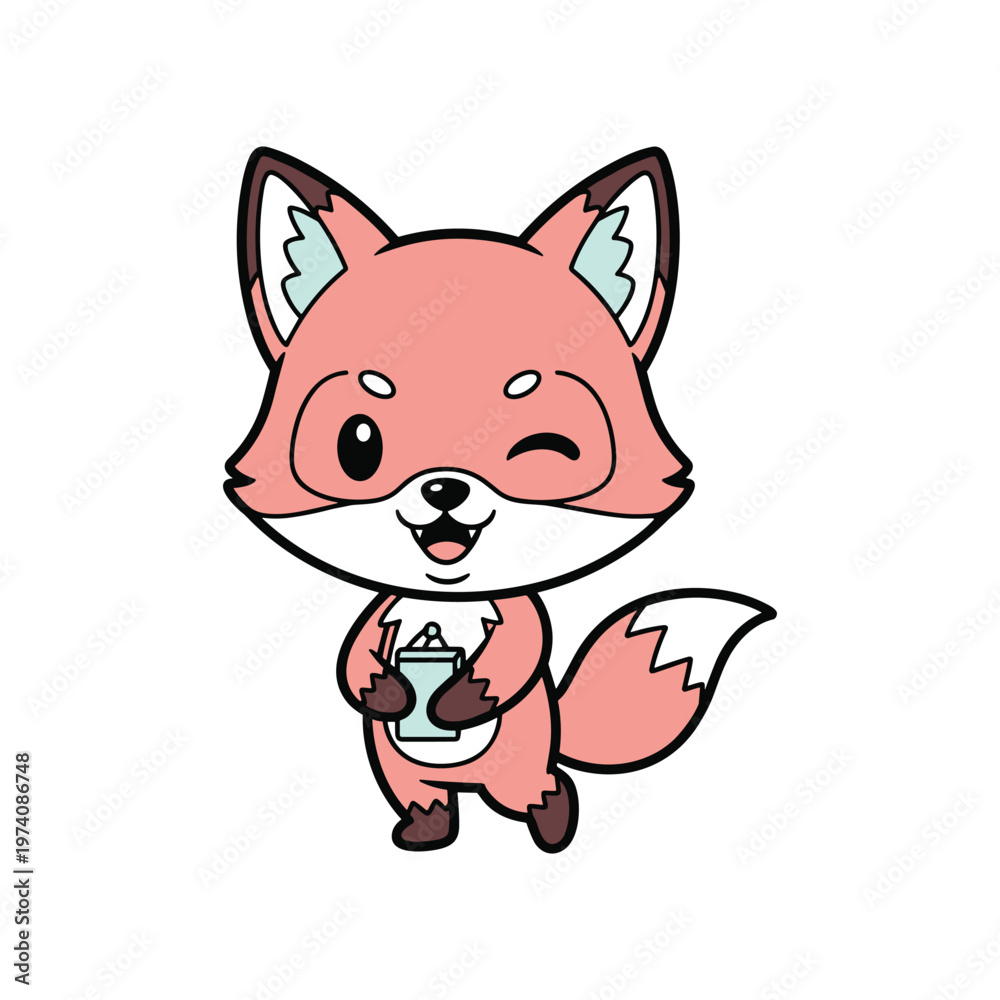 Fototapeta premium Fox Clipboard Business Mascot Commercial