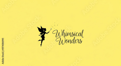 Whimsical wonders fairy silhouette with magic wand and sparkling dust