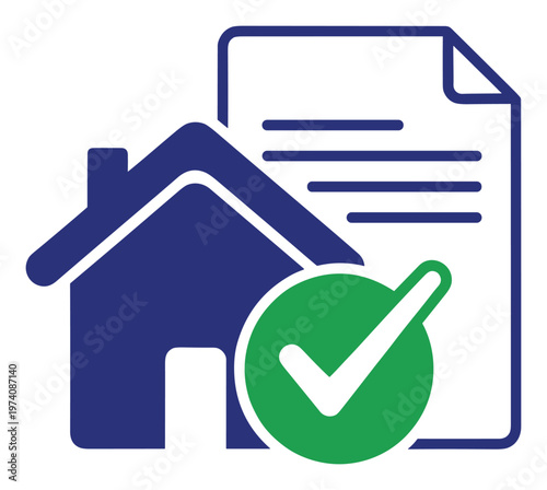 Approved home agreement symbol representing verified property ownership, authorized real estate deal, or successful housing application for legal and financial use.