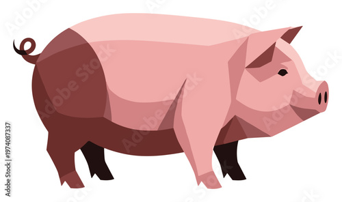 Stylized pig representation with geometric shapes and soft colors ideal for educational materials agricultural themes or animal welfare campaigns