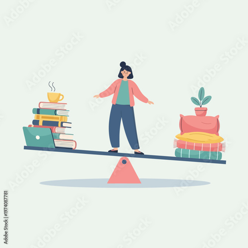 Cuadro en lienzo Woman balancing on a seesaw.