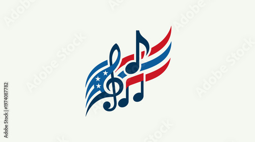 American Music Symbol with Patriotic Colors