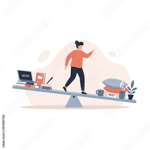 Принти на полотні Woman Balancing on a Seesaw.