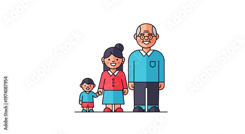 Generational Progression Illustrating the Journey of Life from Childhood to Elderly Wisdom in a Family Context