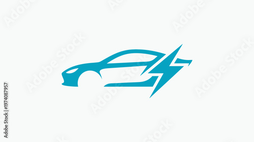 Electric Vehicle Logo with Lightning Bolt Symbol