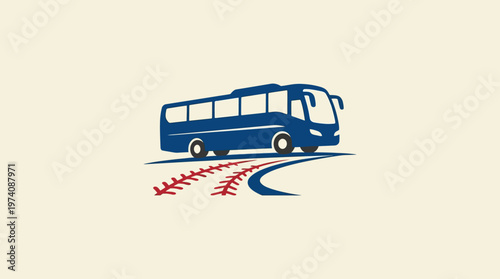 Modern Blue Coach Bus Logo on Cream Background